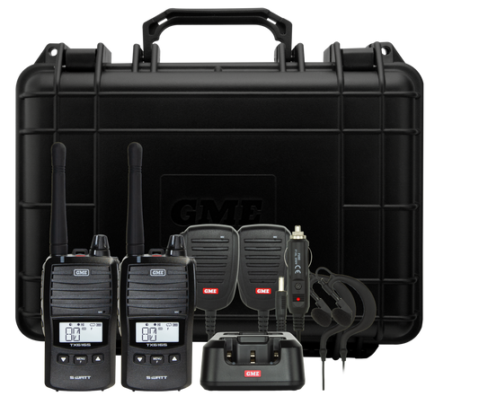 GME - 5/1 WATT UHF CH HANDHELD RADIO - TWIN PACK
