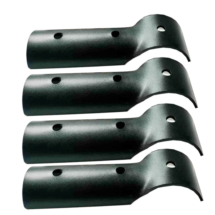 Four black metal bar clamps for brush bar installation in Rockarmor 60-63mm Brush Bar Clamps