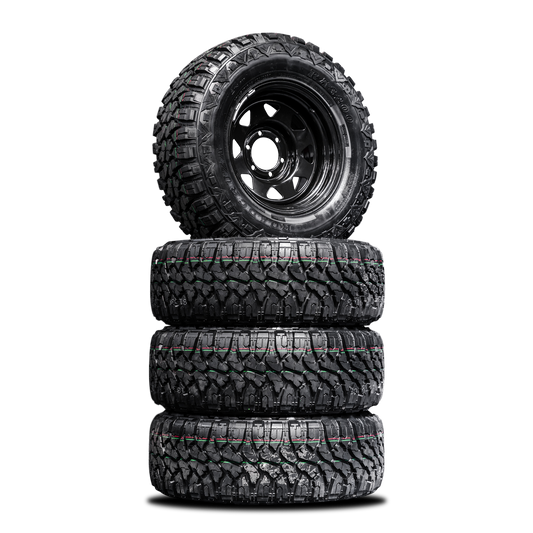265/75/R16LT Mud Tyres + Steelies — 16" Mud Tyres + Steelies Combo