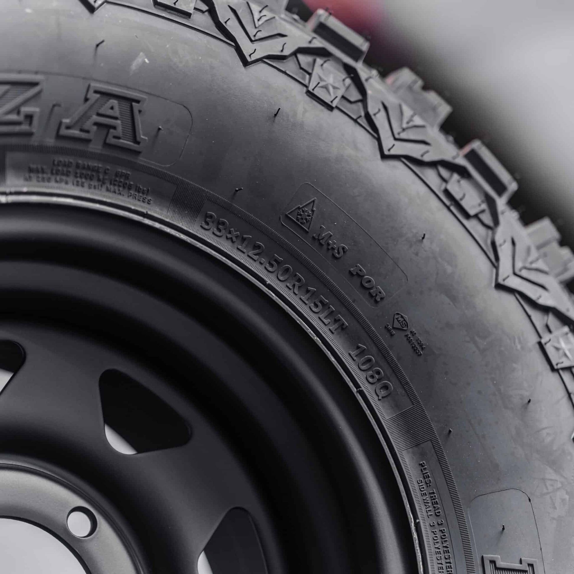 33x12.5 R15LT Mud Tyres + Steelies