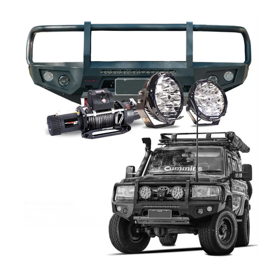 Rockarmor Gt Steel Hoop Bullbar Combo Pack - Toyota Landcruiser 76,78,79 2007-2023 (Full Bar Replacement)