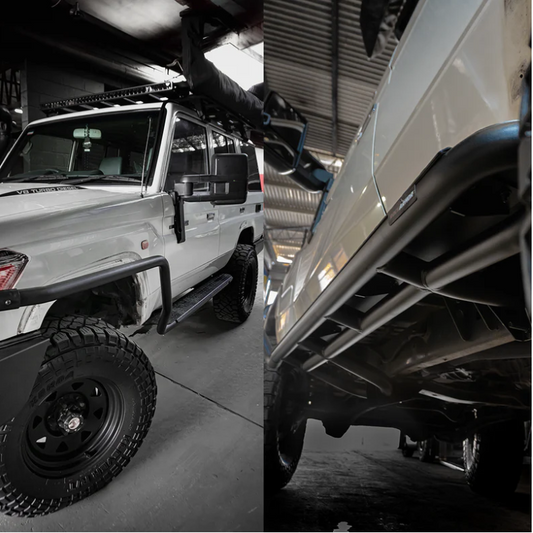 Rockarmor Steel Rockslider Side Steps To Suit Toyota Landcruiser 76 Series / 79 Series 2007-2018  4 Door