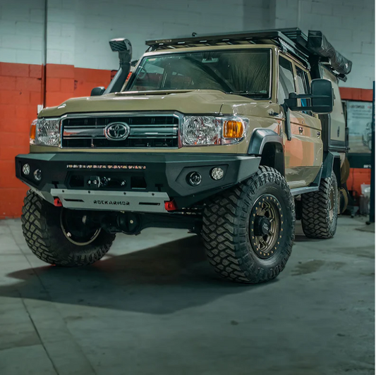 Rockarmor Gt Steel Hoopless Bullbar - Toyota Landcruiser 76,78,79 2007-2023 (Full Bar Replacement)