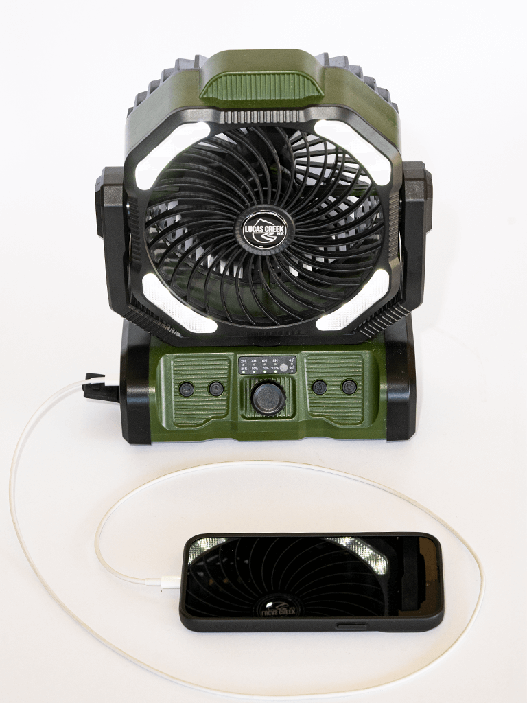 3-in-1 Camping Fan, Light & Power Bank