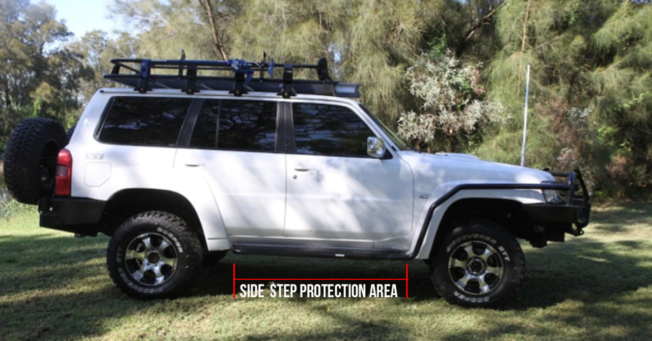 Rockarmor Steel Rockslider Side Steps To Suit Nissan Patrol Y61 Gu1 & Gu4 1998 To Current