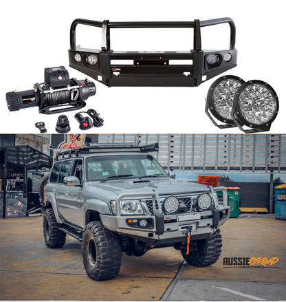Rockarmor Premium Bullbar Frontal Combo To Suit Nissan Patrol Gu4 2005 To Current (Full Bar Replacement)