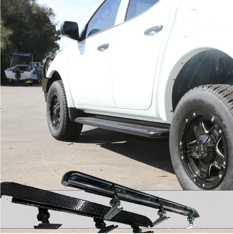 Rockarmor Steel Rockslider Side Steps To Suit Mitsubishi Triton Mq & Mr 2015 To Current