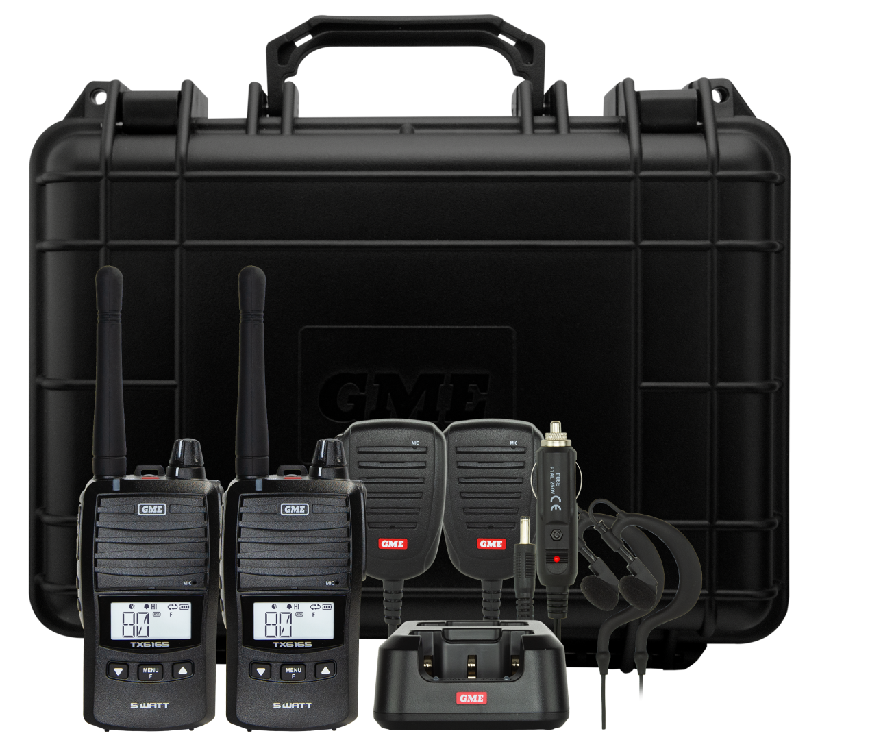 GME - 5/1 WATT UHF CH HANDHELD RADIO - TWIN PACK