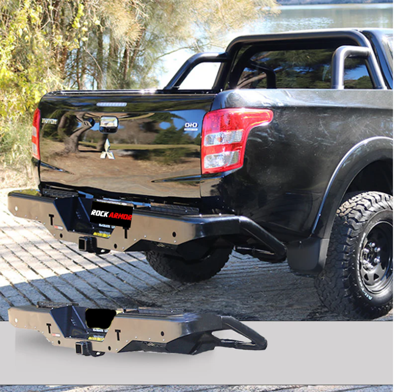 Rockarmor Elite Steel Rear Step / Tow Bar To Suit Mitsubishi Triton Mq 2015 - 2018